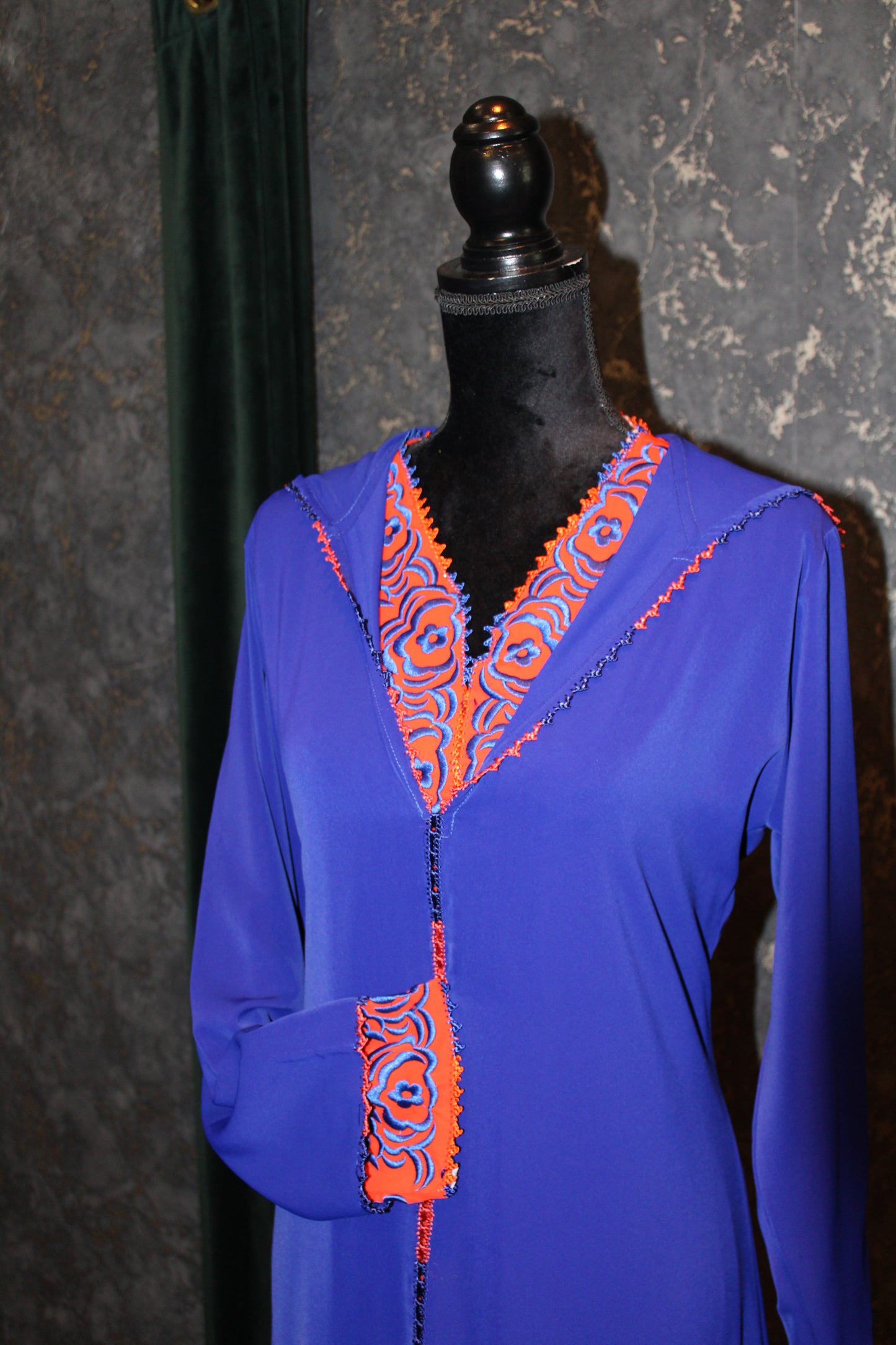 Jellaba Casablanca Royal blue/Orange