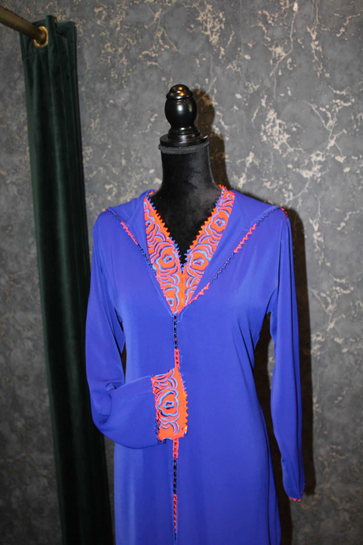 Jellaba Casablanca Royal blue/Orange